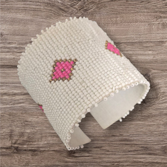 Laura Park white and pink beaded bangle NWT - Picture 2 of 9